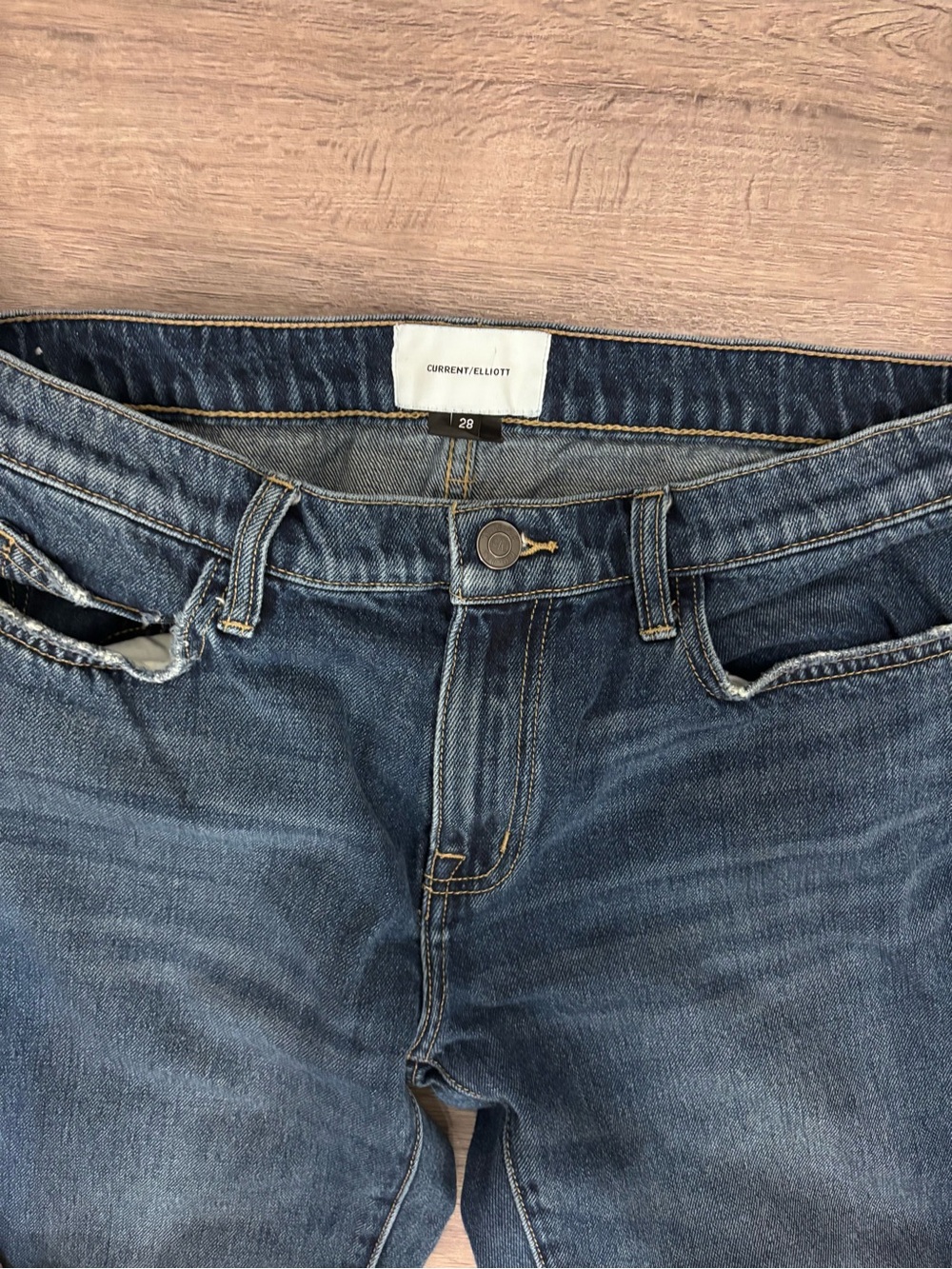 Current/Elliott Women's Straight Leg Jeans in Dark Blue Wash